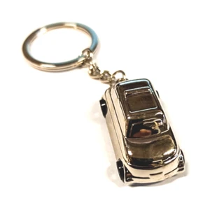 Keychain Key Holder Car in Chrome Metal Fiat 500 F L R Vintage 3D - Picture 1 of 2