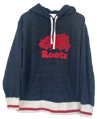 ROOTS CABIN Canada Hoodie Sweatshirt Sz M Red Beaver Logo Cotton Black Pepper - Image 1 of 4