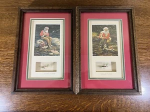 Pair Santa Clause Christmas Fly Fishing Lure Shadowbox Framed Art Charles Ports - Picture 1 of 14