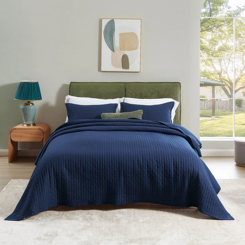 Juego de Colcha Ligera Acolchada Algodón Reversible Toda Temporada Tiro Foto 1 de 1