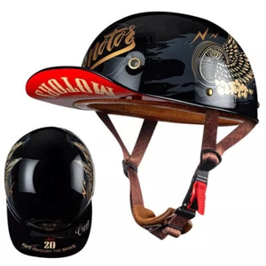 Dot Motorcycle Half Helmet Baseball Cap Scooter Moped Jet FATE FAVOURS STYLE US - Picture 1 of 11
