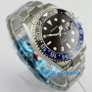 40 mm Parnis Saphir GMT Keramik Lünette schwarzes Zifferblatt Automatik Herrenuhr 2173 - Bild 1 von 7