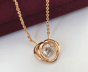 Luxus Halskette Herz Anhänger Moving Kristall 750er Rolled Gold 18K vergoldet - Bild 1 von 4