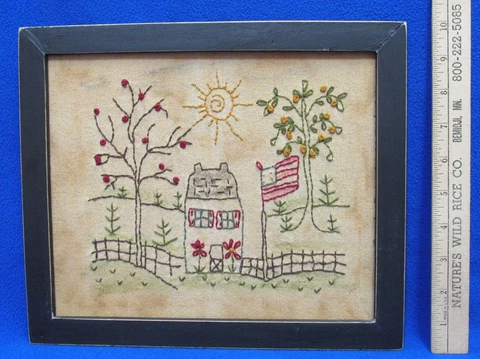 Decorative Shabby Hanging Needlepoint Picture Home Cottage USA Flag Country Chic Cover
