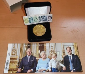 Queen Elizabeth II 90th Birthday Gold Coin Old Royal Family Stamps Kate William - Picture 1 of 11