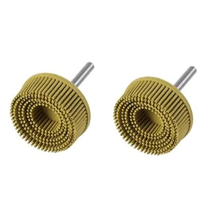 2 Pack 2 Inch Yellow Bristle Disc with 1/4" Shank 80 Grit Rubber Abrasive Brush - Picture 1 of 4