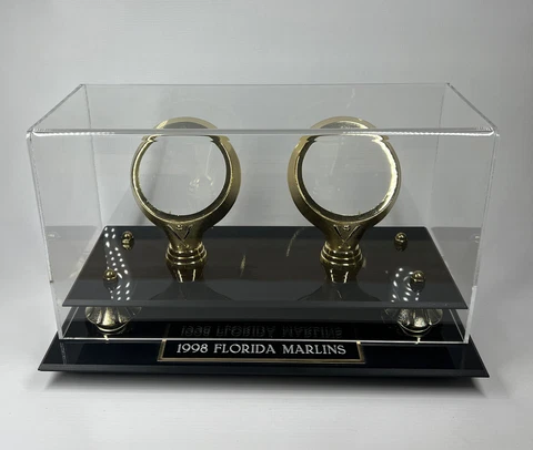 2 Ball Display Case with 1998 Florida Marlins Plaque Cover