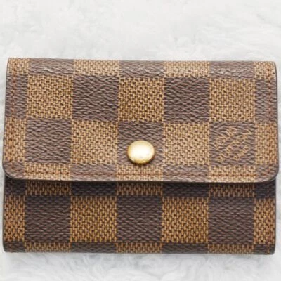 LOUIS VUITTON Damier Porte Monnaie Plat N61930 Coin Case Unisex Brown USED - Image 1 of 4