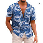 Kurzarm-Hawaiihemd Mit Knopfleiste Für Herren Tropischer Sommer Strand +