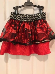 NWOT Girls Black Red Silver Sequin HALLOWEEN TuTu Skirt Dance Lace - Picture 1 of 6