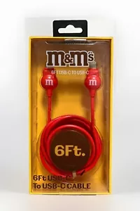 NEW Red M&Ms Candy USB-C To USB-C 6ft Charging Cable - Picture 1 of 7