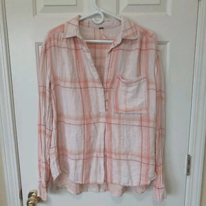 FREE PEOPLE Women's Cotton Blend Plaid Relaxed Fit Top Casual Everyday Size S - Imagen 1 de 5
