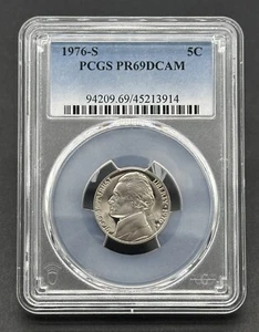 American proof coin 5C 1976-S Graded Jefferson Deep Cameo PCGS PR69DCAM - Picture 1 of 2
