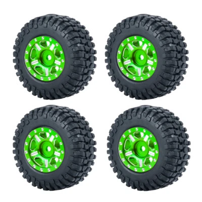 1.0" Beadlock CNC Wheel Rims&Rubber Tires 50/54mm for 1:24 RC Car Axial SCX24 US - Image 1 of 4