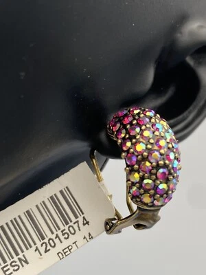 NUEVO EN CAJA $80 HEIDI DAUS Abrazos de HEIDI ROSE ROSA A/B Cristal Medio Aro Pendientes Omega Foto 1 de 4