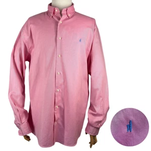 Johnnie O Mens XL Pink Oxford Button Up Shirt Long Sleeve Coastal Casual Preppy - Picture 1 of 17