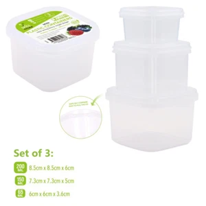 Set of 3 Mini Food Container Storage Box Plastic Lunchbox Bento Salad Freezer - Picture 1 of 1