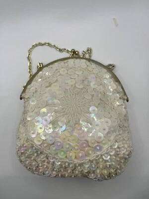 Винтажный слоновой кости бисером блестки изменить монета сумочки Гонконг хорошо хранится в течение длительного времени - Изображение 1 из 4