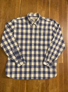 L.L. Bean Men’s XL-Reg Traditional Fit L/S Blue & Cream Plaid Cotton Blend Shirt - Picture 1 of 9