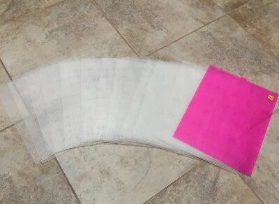 PLASTIC CANVAS Lot of 15 10.5 x 13.5 CLEAR & PINK Plastic Canvas SHEETS 7 Count - Image 1 of 2