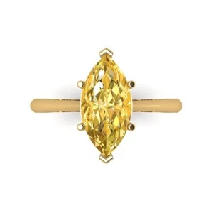 14K Yellow Gold Solitaire Engagement Ring, 2.5 ctw Simulated Yellow Diamond - Picture 1 of 11