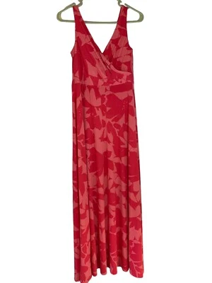 Maxi vestido sin mangas Isaac Mizrahi para mujer, escote envolvente, coral talla 6 Foto 1 de 4