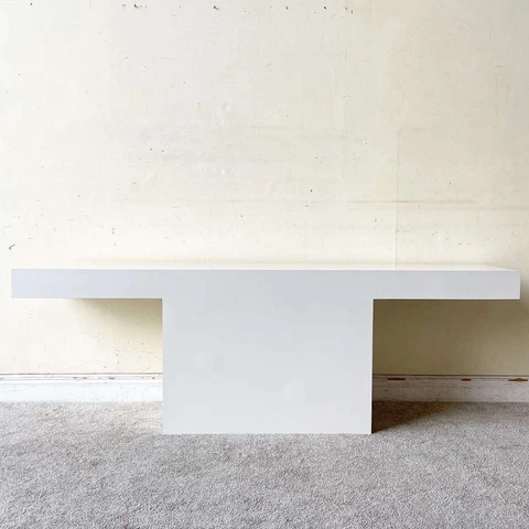 Postmodern White Lacquer Laminate T Console Table Cover