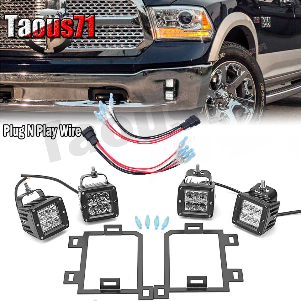 Kit de soporte de vaina de luz antiniebla LED doble para parachoques inferior Ram 1500 2013-2018 Foto 1 de 4