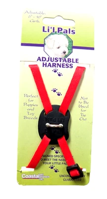 Li'l Pals Arnés Ajustable 6 - 10" Circunferencia Gato, Perro, Cachorro ROJO Costero-NUEVO Foto 1 de 4