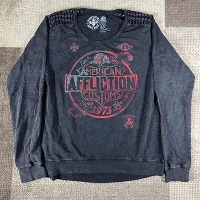 Sudadera Gráfica Affliction Distressed Para Mujer Grande Estilo Y2K Grunge Foto 1 de 4