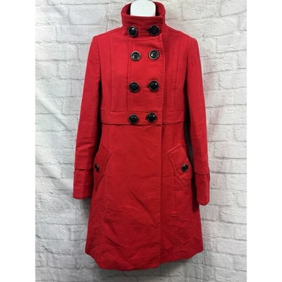 Gabardina Traje Mango Rojo Brillante Algodón Talla L 12 - 14 Bolsillos Dark Academia Foto 1 de 4