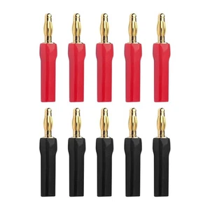 10x (5 Paar) - VERGOLDET BANANENSTECKER - 4mm Offen Schraube Lautsprecher Stecker - Bild 1 von 7