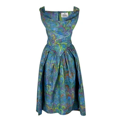 VESTIDO MIDI CORSÉ DRAPEADO ESTAMPADO ORBE MULTICOLOR DOMINGO VIVIENNE WESTWOOD IT 42 Foto 1 de 4