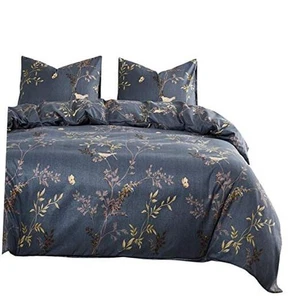 - Gray Comforter Set, Birds Floral Flowers California King Gray Bird Floral - Picture 1 of 6