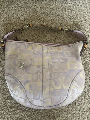Bolso Hobo Grande Coach Y2K Óptico Púrpura Firma C Gris Abejorro 5065 RARO ¡GUAU! Foto 1 de 4