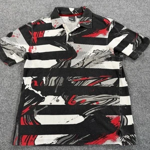 Vintage Oakley Poloshirt Herren M Schwarz Rot AOP Abstrakt Selten Techwear Y2k - Bild 1 von 8