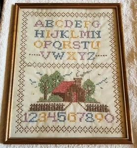Vintage framed ABC sampler - Picture 1 of 6