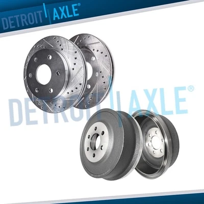 Front DRILLED SLOTTED Rotors and 11 inch Rear Drums For 2000-2002 Dakota Durango - Image 1 of 4