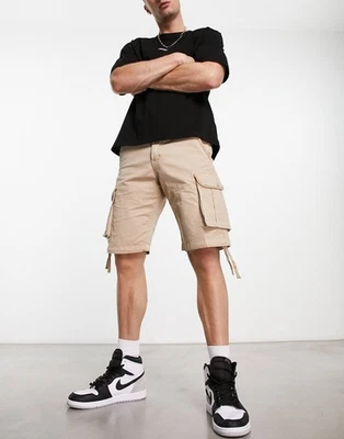 Jack&Jones Pantalones Cortos Sueltos Para Hombre Beige Bolsillos Carga Cremal... - Imagen 1 de 4