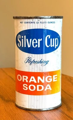 *Very Rare* Silver Cup Refreshing Orange Pre-Zip Code Flat Top Soda Can - Image 1 of 4