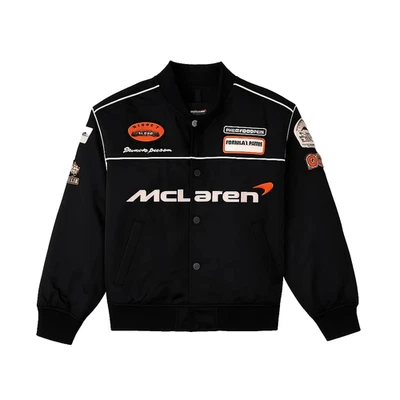 Men's Black Racing Style Leather Jacket  | Premium Cowhide  |  Custom Handmade - Image 1 of 4