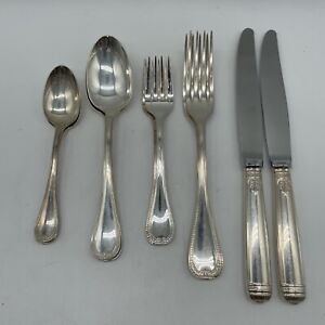 Christofle Malmaison 10pcs Sterling Silver 925 Flatware Table Knife Fork