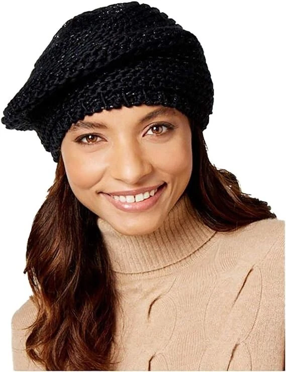 Charter Club Mujer Chenilla Suave Punto Abierto Puntada Boina Sombrero Negro Foto 1 de 4