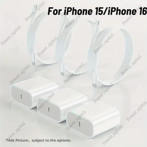 For iPhone 15 16 Pro Max Samsung 20W PD USB C Fast Charger Block Type C Cable - Picture 1 of 18