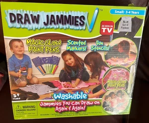 DRAW JAMMIES BLUE SET OF PAJAMAS SMALL 3-4,MAGIE GLOW PAINT PENS,SCENTED MARKERS - Picture 1 of 3