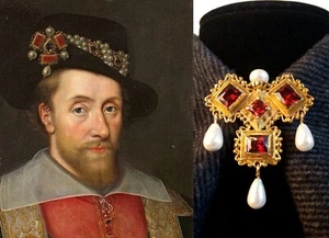 Medieval Replica King of Great Britain Brooch, 15th Century Royal Nobles Jewelry - Picture 1 of 10