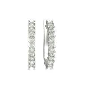 10k White Gold 1Ct Lab Grown Diamond Hoop Earrings Gift for Women - Picture 1 of 5