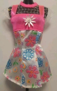 1996 Barbie Flower Fun Pink and White Dress with Flowers - Picture 1 of 4