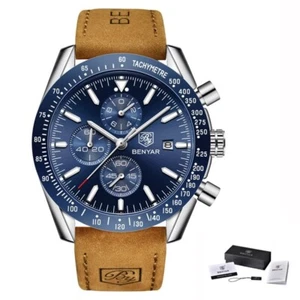 Montre à quartz Bleu Azur - chronographe – Élégance & distingué - NEUF - Photo 1 sur 5