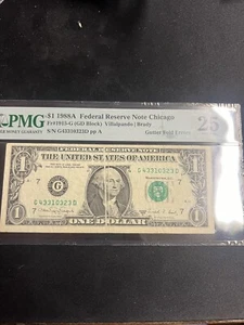 Nice Gutter Fold Error 1988A $1 Note - Picture 1 of 2